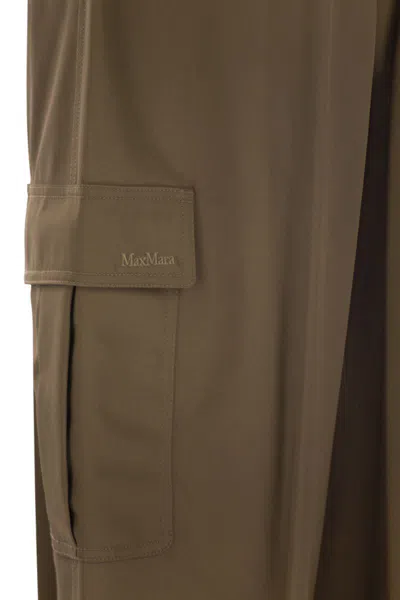 Max Mara Glauco Cotton Twill Wide-leg Pants In Brown