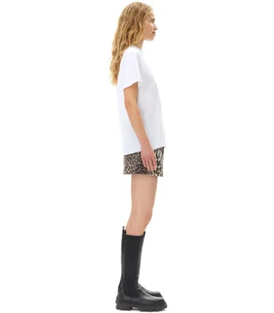 Ganni White T-shirt With Print And Logo Lettering On The Front In Cotton Woman In White