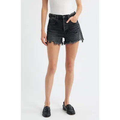 Moussy Vintage Harrington Ripped Denim Cutoff Shorts In Black