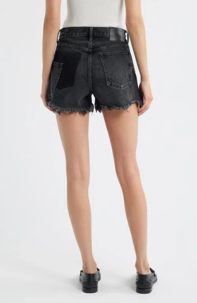 Moussy Vintage Harrington Ripped Denim Cutoff Shorts In Black