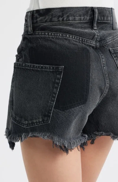 Moussy Vintage Harrington Ripped Denim Cutoff Shorts In Black