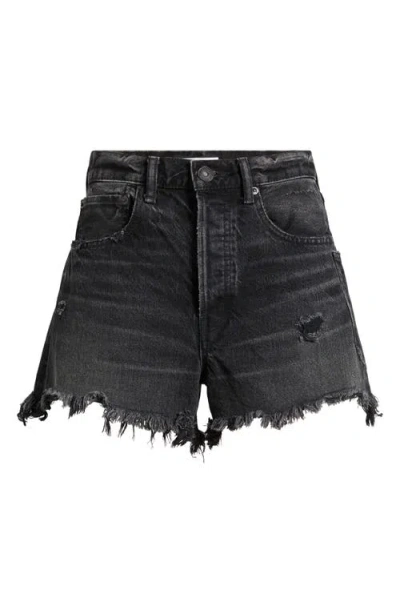 Moussy Vintage Harrington Ripped Denim Cutoff Shorts In Black