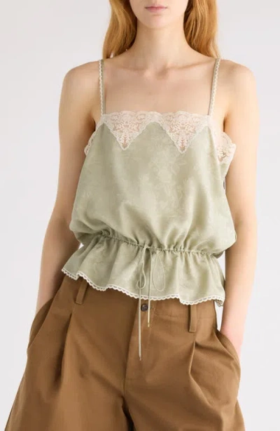 Chloé Women Silk Jacquard And Lace Drawstring Tank Top In Green