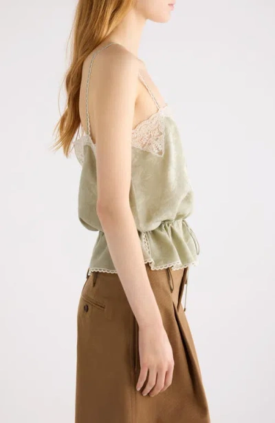 Chloé Women Silk Jacquard And Lace Drawstring Tank Top In Green