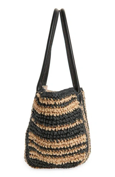 Madewell Mini Black And White Straw Tote Natural Multi