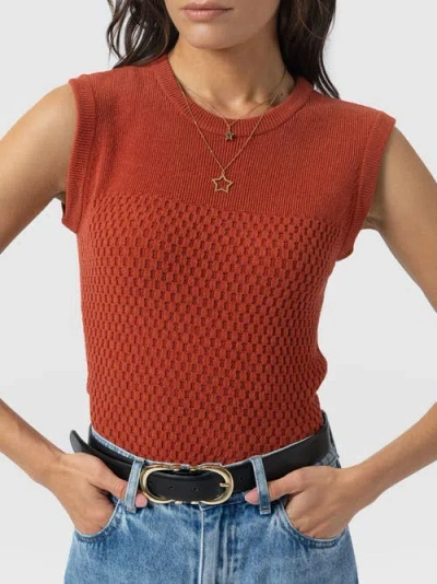 Saint + Sofia Honeycomb Sleeveless Rib Knit