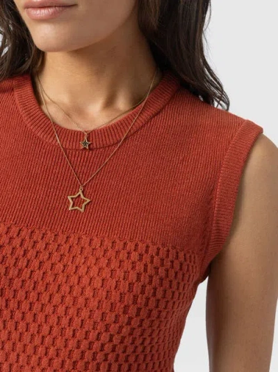 Saint + Sofia Honeycomb Sleeveless Rib Knit