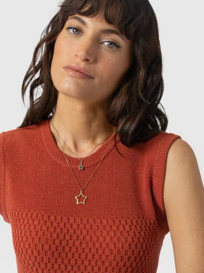 Saint + Sofia Honeycomb Sleeveless Rib Knit