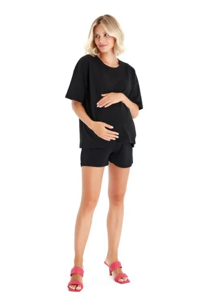 Accouchée Anytime Anywhere Side Zip Maternity/nursing T-shirt In Black
