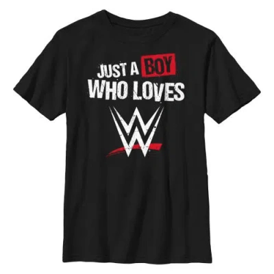 Wwe Boy's  Boy Who Loves Wrestling Distressed  Graphic T-shirt In Black