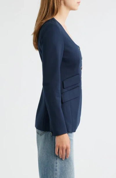 Rag & Bone Roslyn Ponte U-neck Blazer In Blue