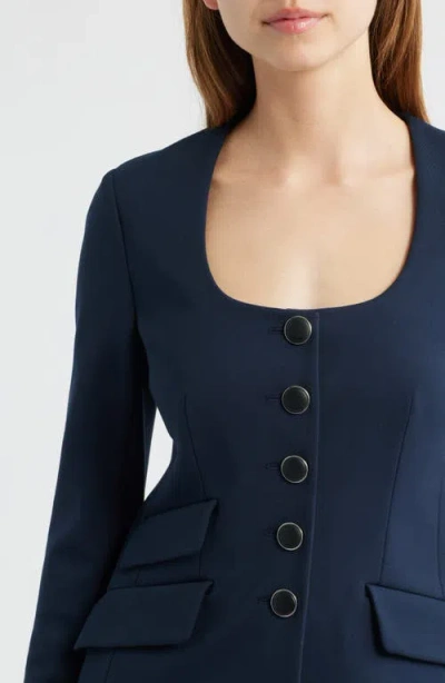 Rag & Bone Roslyn Ponte U-neck Blazer In Blue