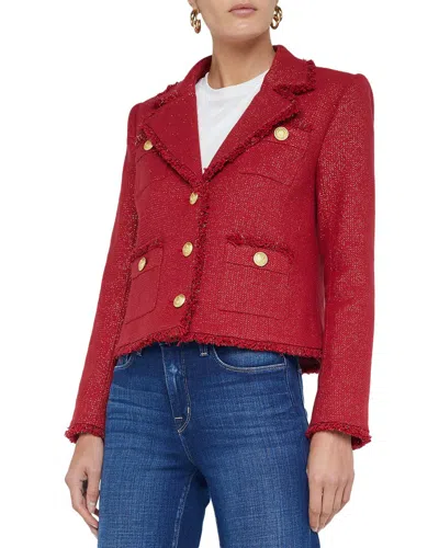 L Agence Sylvia Collared Jacket In Garnet Red In Red