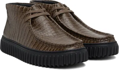 Martine Rose Brown Clarks Edition Torhill Desert Boots In Animal Print