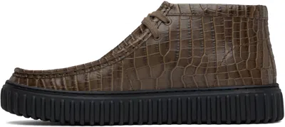 Martine Rose Brown Clarks Edition Torhill Desert Boots In Animal Print