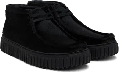 Martine Rose Black Clarks Edition Torhill Desert Boots In Animal Print