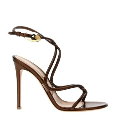 Gianvito Rossi Strappy Metallic Buckle Open Toe Sandals