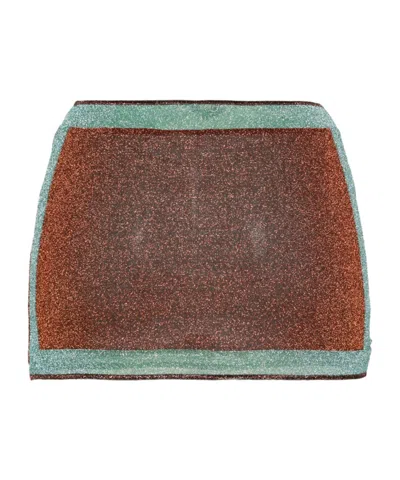 Oseree Contrast Lurex Beach Cover-up In Green