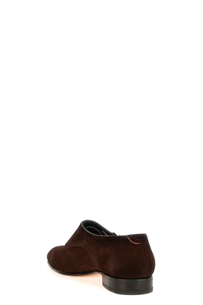 Santoni Round Toe Business Casual Shoes In Brown