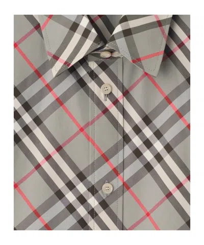Burberry Short Sleeve Bias Check Slim Fit Shirt In Gray