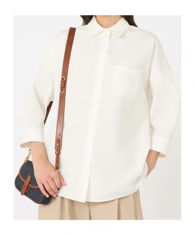 Weekend Max Mara Flared Poplin Shirt In Neutral