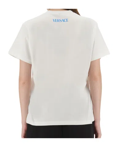 Versace Square-print T-shirt In Neutral