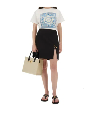 Versace Square-print T-shirt In Neutral