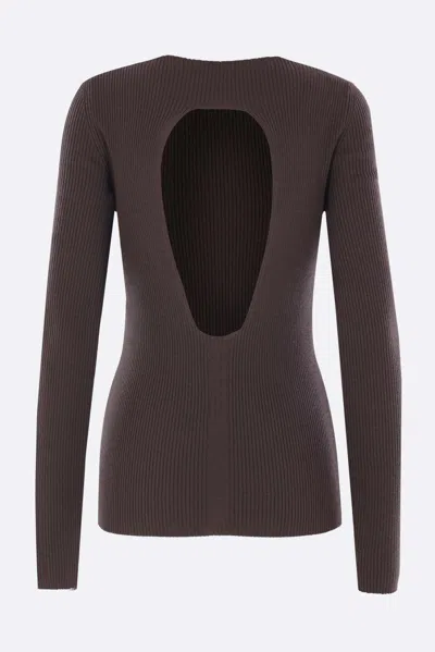 Rick Owens Ribbed Open-back Top In Nude