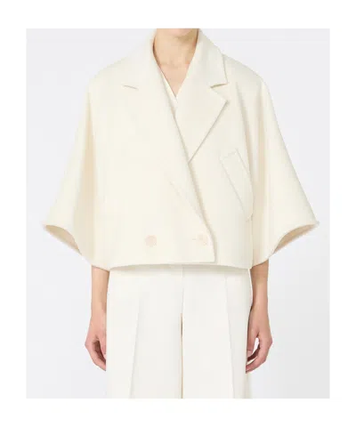 Max Mara Wool And Cashmere Cropped Jacket In Neutral