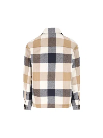 Woolrich Checked Wool Blend Shirt Jacket With Chest Pockets