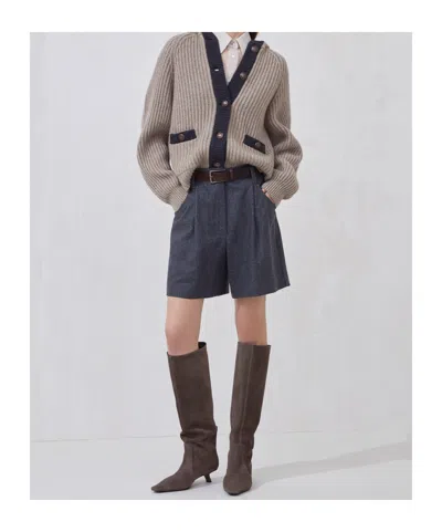 Brunello Cucinelli V-neck Long-sleeved Sweater In Neutral