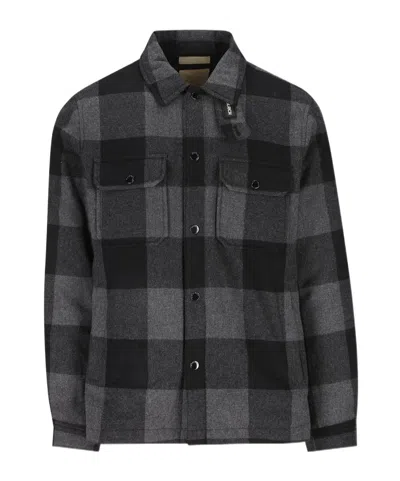 Woolrich Checked Italian Wool Blend Alaskan Padded Overshirt In Multi