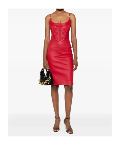 Versace Zipper Dress In Red