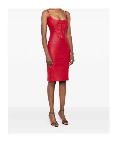 Versace Zipper Dress In Red