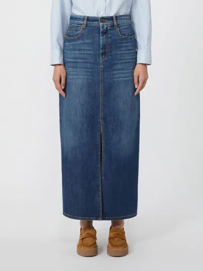 Weekend Max Mara Denim 5-pocket Skirt In Blue