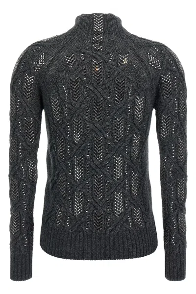 Ermanno Scervino Cable Knit Mock Neck Sweater With Ribbed Hem