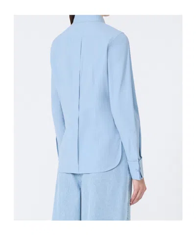 Max Mara 'avion' Shirt In Sky Blue Stretch Silk Cady