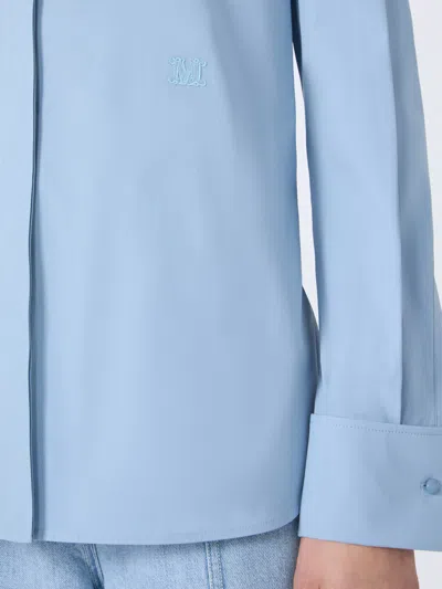 Max Mara 'avion' Shirt In Sky Blue Stretch Silk Cady