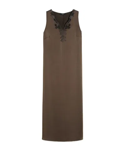 Weekend Max Mara Canossa Sleeveless Satin Dress In Brown