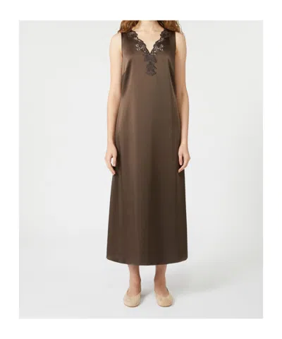 Weekend Max Mara Canossa Sleeveless Satin Dress In Brown