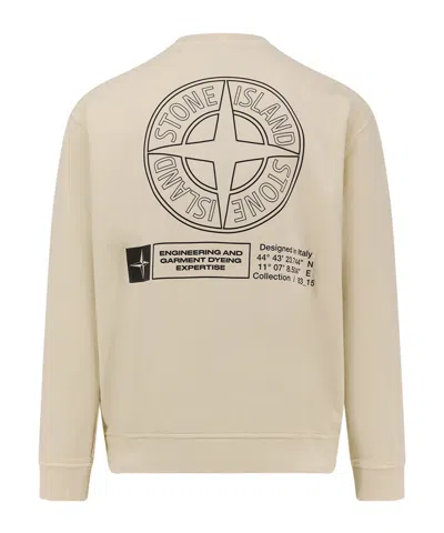 Stone Island Logo Printed Crewneck Sweatshirt In Neutral