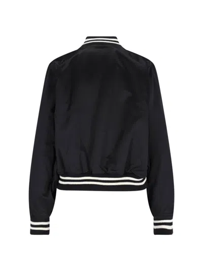Polo Ralph Lauren Satin Bomber Jacket With Contrast Details In Black