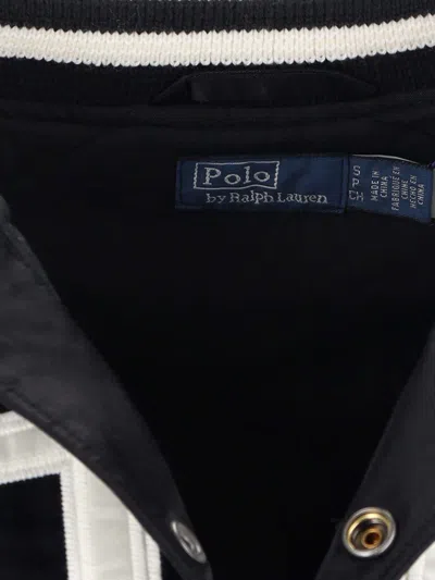 Polo Ralph Lauren Satin Bomber Jacket With Contrast Details In Black