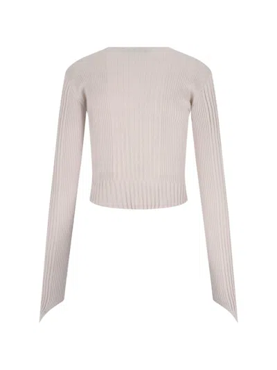 Vivienne Westwood Sleeve Button Cropped Ribbed Top In Neutral