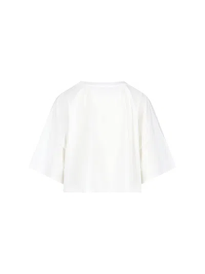 Chloé White Cropped T-shirt With Logo Lettering Print In Cotton Woman