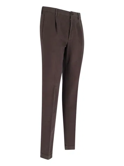 Incotex Pleated Chino Trousers In Brown