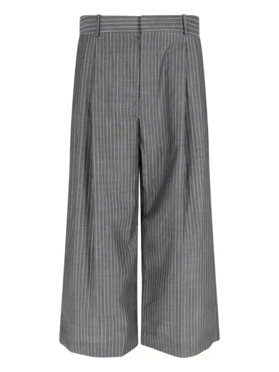 Hed Mayner Wide-leg Trousers In Virgin Wool And Mohair Blend In Gray