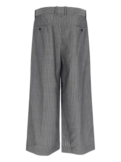 Hed Mayner Wide-leg Trousers In Virgin Wool And Mohair Blend In Gray