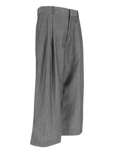 Hed Mayner Wide-leg Trousers In Virgin Wool And Mohair Blend In Gray