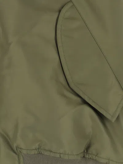 Hed Mayner Green Nylon Zip Jacket With Ribbed Details